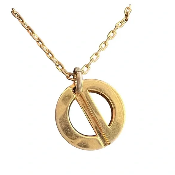 Vintage Dior Gold-overlay Crystal 'CD' Circle Pendant Necklace - Picture 6 of 7